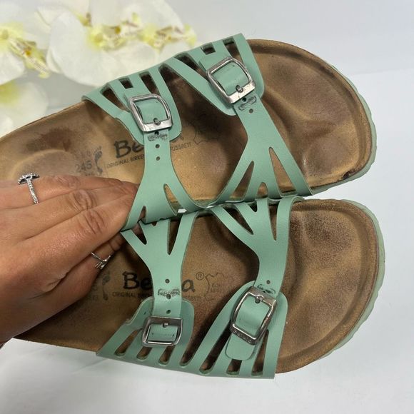 Birkenstock Green Sandals with Silver Buckles - Picture 8 of 14